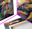Vibrant Dolphin Art Canvas Print Ocean Wall Art Coastal Decor Colorful Animal Painting Modern Beach House Art Nautical Gift