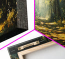 Forest Path, Sunlit Woodland Wall Art, Nature Escape Painting, Cabin Decor, Framed Canvas Print, Outdoor Lover Gift, Entryway Art