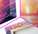 Pink Sunset, Romantic Ocean Painting, Vibrant Seascape Wall Art, Coastal Home Decor, Canvas Print, Dreamy Sky, Bedroom Artwork