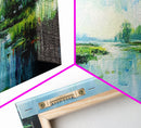 Tranquil, Marshland, Reflection, Nature, Framed Canvas Print, Living Room Wall Art, Impressionist Art, Serene Water Scene