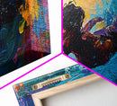 Underwater, Swimmer, Colorful, Abstract, Canvas Print, Vibrant Art, Living Room Decor, Ocean Wall Art, Modern Painting
