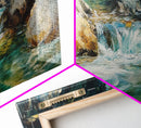 Waterfall Stream, Rocky River, Nature Wall Art, Framed Canvas Print, Cabin Decor, Rustic Landscape, Outdoor Adventure Art, Natural Beauty