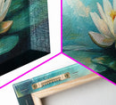 Lotus Flower, Tranquil Water, Canvas Print, Zen Wall Art, Meditation Room Decor, Calm Blue Painting, Bedroom Artwork, Boho Aesthetic