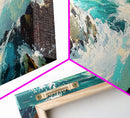 Ocean Waves, Coastal Seascape Art, Beach House Wall Decor, Blue Abstract Painting, Living Room Art, Modern Print, Canvas Print