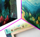 Forest Trail, Scenic Landscape Art, Green Nature Painting, Serene Hiking Scene, Cabin Wall Decor, Home Print, Framed Canvas Print