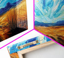 Desert Landscape, Sunset Over Mountains, Nature Painting, Home Decor, Living Room Art, Canvas Print, Framed Canvas Print