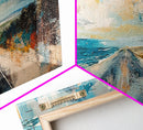 Coastal Highway Canvas Print, Ocean Road Painting, Scenic Landscape Wall Art, Travel Decor, Abstract Artwork, Office Wall Art