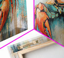 Rustic Crab Art Framed Canvas Print Coastal Nautical Wall Decor, Beach House Kitchen Art, Textured Ocean Painting, Living Room Accent