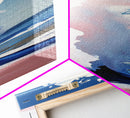 Ocean Wave, Coastal Wall Art, Abstract Seascape Painting, Beach House Decor, Modern Blue and Pink Print, Canvas Print, Living Room Wall Art