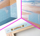 Sunset Beach, Warm Coastal View, Minimalist Ocean Art, Canvas Print, Living Room Wall Art, Tranquil Shoreline, Soft Pink Tones