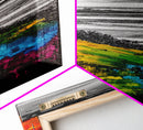 Vibrant Hillside, Ocean Coastline, Bold Color Landscape, Modern Impressionism, Unique Home Decor, Framed Canvas Print