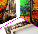 Rustic Surfboard, Abstract Art, Beach House Decor, Framed Canvas Print, Boho Wall Art, Coastal Living Room Artwork, Vibrant Painting