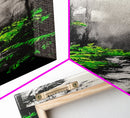 Misty Forest, Green Ferns, Moody Nature, Dark Aesthetic, Wall Decor, Canvas Print, Living Room Art, Modern Minimalist Artwork