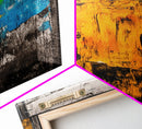 Colorful Abstract Landscape, Mountain Wall Art, Bright Textured Painting, Bold Statement Art, Living Room Decor, Framed Canvas Print