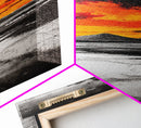 Volcanic Sunset, Fiery Sky, Abstract Mountain, Dramatic Art, Framed Canvas Print, Statement Wall Art, Bold Living Room Decor