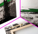 Abstract Lines, Modern Minimalist, Monochrome Art, Canvas Print, Geometric Wall Art, Black White Green, Contemporary Home Decor
