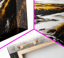 Golden Marsh, Ocean Landscape, Black and White Contrast, Nature Inspired, Minimalist Art, Framed Canvas Print, Bedroom Wall Decor
