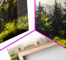 Green Forest, Mountain Landscape, Misty Trees, Framed Canvas Print, Nature Wall Art, Cabin Decor, Moody Landscape, Large Home Wall Art