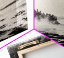 Foggy Coast, Misty Landscape Art, Black and White Wall Art, Canvas Print, Nature Wall Art, Cabin Decor, Moody Art