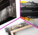 Sunset Reflection, Black and White, Framed Canvas Print, Nature Wall Art, Modern Landscape, Bold Decor, Living Room Art, Autumn Colors