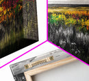 Vibrant Sunset, Colorful Sky, Wildflower Meadow, Framed Canvas Print, Fall Landscape, Nature Art, Living Room Decor, Rustic Warmth