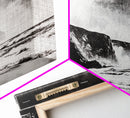 Cliffside Beach, Dramatic Seascape View, Framed Canvas Print, Black and White Art, Minimalist Decor, Bedroom Wall Art, Coastal Aesthetic