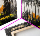 Autumn Trees, Woodland Scene, Black and White Forest, Framed Canvas Print, Nature Landscape Art, Fall Decor, Living Room Art, Rustic Art