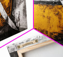 Minimalist Abstract, Yellow Black Art, Industrial Wall Decor, Urban Loft Accent, Framed Canvas Print, Modern Home Office Art