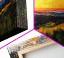 Golden Sunset, Rolling Hills, Vibrant Landscape, Canvas Print, Nature Wall Art, Living Room Decor, Warm Autumn Tones, Rustic Artwork