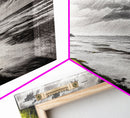 Stormy Beach, Coastal Horizon, Monochrome Landscape, Framed Canvas Print, Minimalist Art, Modern Living Room Decor, Dramatic Ocean Scene