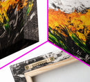 Fiery Wildflowers, Black White Abstract, Nature Art, Floral Painting, Contemporary Living Room Decor, Statement Piece, Canvas Print
