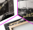 Steel Bridge, Industrial Wall Art, Black and White Landscape, Cityscape Art, Rustic Metal, Loft Style, Office Wall Art, Framed Canvas Print