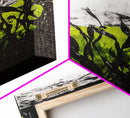 Minimalist Grass Field, Black White Green Nature Art, Abstract Farmhouse Wall Decor, Modern Simple Landscape, Framed Canvas Print