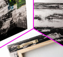 Palm Tree, Coastal Abstract, Beach Landscape, Framed Canvas Print, Tropical Wall Art, Black and White Painting, Modern Home Decor