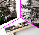 Abstract Expression, Modern Art, Black White Green, Framed Canvas Print, Contemporary Wall Art, Office Decor, Minimalist Painting
