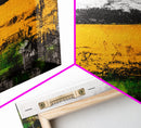 Golden Fields, Mountain Wall Art, Abstract Landscape, Bold Yellow, Rustic Decor, Autumn Artwork, Modern Painting, Framed Canvas Print