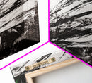 Abstract Grass, Modern Wall Art, Minimalist Home Decor, Framed Canvas Print, Black White Gold, Contemporary Artwork, Bold Design