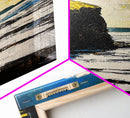 Dramatic Seascape, Cliffside View, Blue and Yellow Art, Canvas Print, Coastal Wall Decor, Beach House Artwork, Contemporary Style