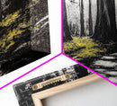 Redwood Forest, Tall Trees, Nature Path, Canvas Print, Moody Wall Art, Black and White Painting, Rustic Home Decor, Cabin Artwork