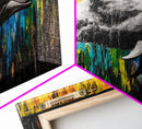 Dolphin Splash, Ocean Wildlife, Framed Canvas Print, Colorful Wall Art, Beach House Decor, Living Room Art, Vibrant Sea Life Painting