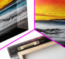 Fiery Sunset, Beach Scene, Ocean Waves, Vibrant Seascape, Framed Canvas Print, Living Room Art, Modern Coastal Wall Art, Beach House Decor
