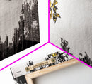 Black White, Dripping Leaves, Modern Art, Framed Canvas Print, Minimalist Decor, Neutral Wall Art, Living Room Wall Art, Monochrome Nature Scene