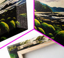 Green Rocks, Coastal Landscape, Nature Wall Art, Framed Canvas Print, Scenic Ocean Painting, Beach House Decor, Serene Wall Artwork