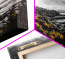 Forest Path, Autumn Vibes, Black White Yellow, Canvas Print, Rustic Landscape Art, Warm Fall Decor, Cozy Home Artwork