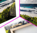 Seaside Escape, Grassy Cliffs, Coastal Wall Art, Canvas Print, Beach Landscape Painting, Relaxing Ocean View, Bedroom Wall Decor