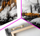 Winter Landscape Art, Snowy Mountain Decor, Modern Rustic Wall Art, Cabin Wall Decor, Nature Print, Framed Canvas Print
