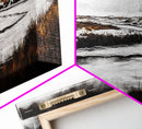 Snowy River Artwork, Mountain Landscape Painting, Rustic Winter Decor, Black and White Wall Art, Nature Print, Living Room Art, Canvas Print