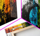 Ocean Wave Painting, Coastal Wall Art, Beach Sunset Decor, Tropical Nature Print, Vibrant Abstract Art, Framed Canvas Print