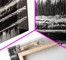 Monochrome Forest, Black and White, Nature Wall Art, Minimalist Landscape, Serene Art, Woodland Scene, Framed Canvas Print, Bedroom Wall Art