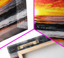 Fiery Sunset Over Ocean, Vibrant Beach Painting, Red and Yellow Sky Wall Art, Coastal Home Decor, Seascape Art, Living Room Artwork, Canvas Print